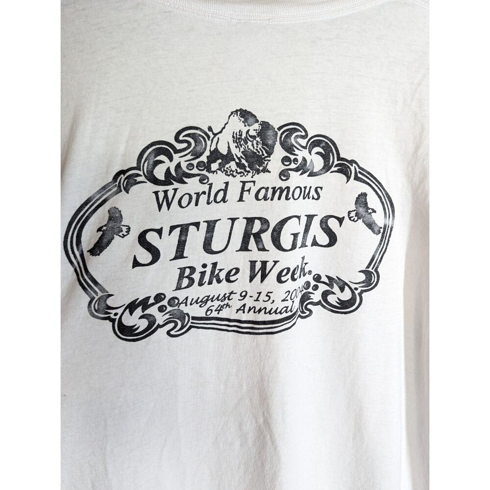 Vintage Thrashed Sturgis 2004 Motorcycle T Shirt Sz 3XL Cotton Made in USA 64th - Picture 11 of 16